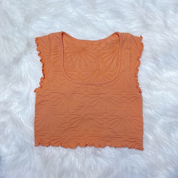 Orange Flower Print Crop Top - Picture 4 of 4